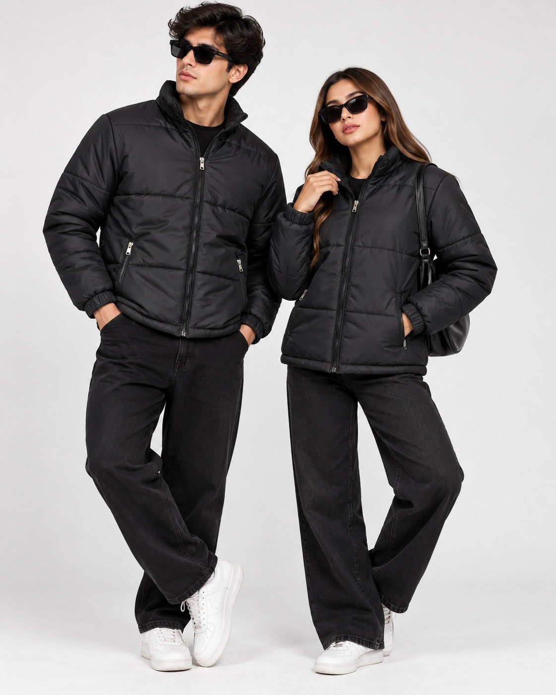 ZR Quilted Black Puffer Jacket – Unisex Full-Zip Winter Jacket