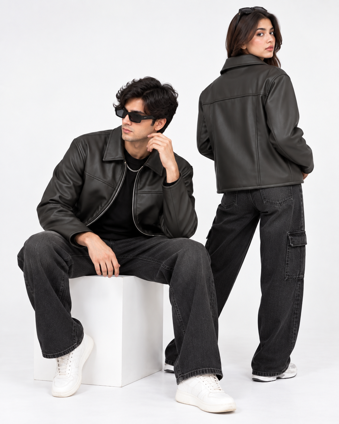 ZR Panel Black Leather Jacket – Unisex Zip-Up Leather Jacket