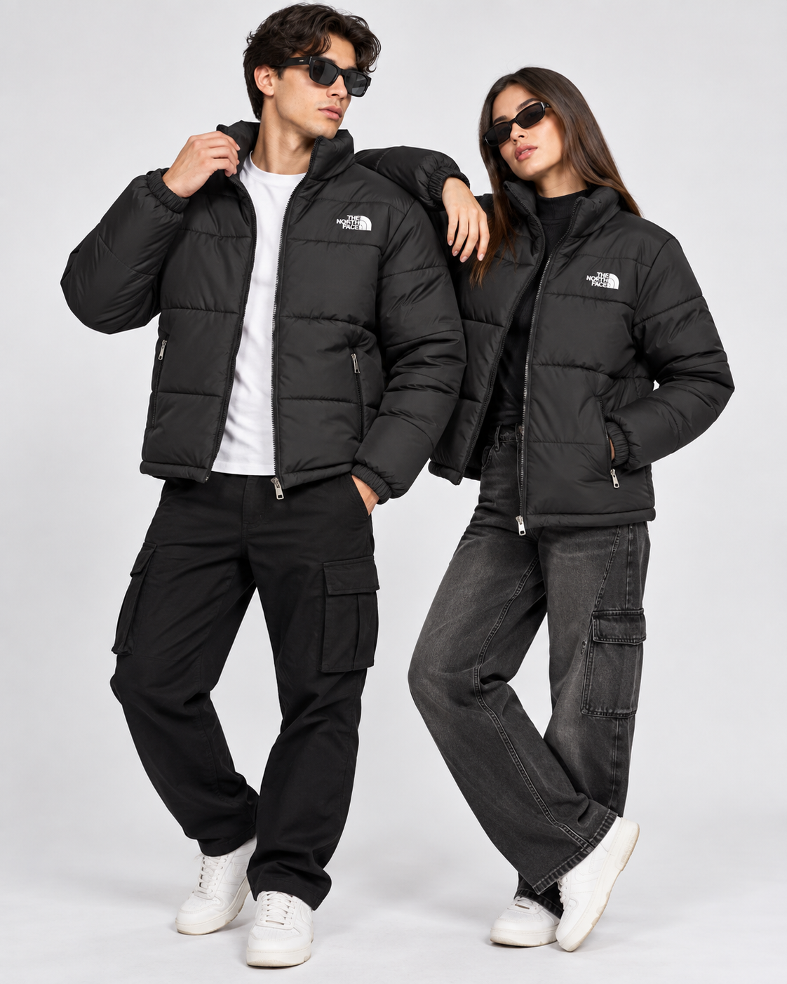NF Black Puffer Jacket – Unisex Full-Zip Winter Jacket