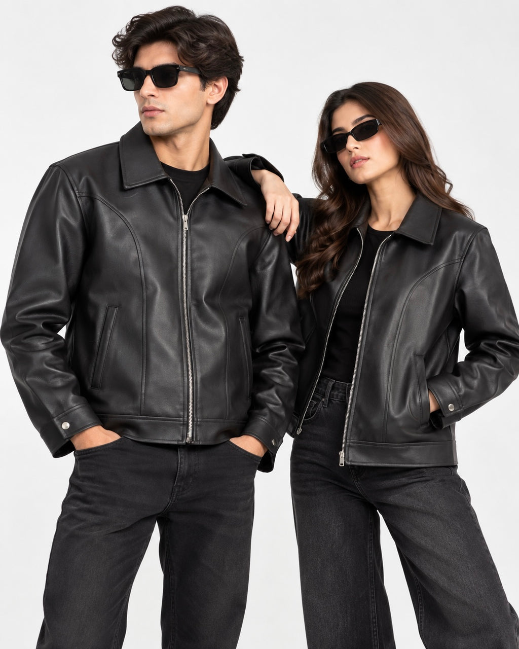 ZR Contour Black Leather Jacket – Unisex Zip-Up Leather Jacket