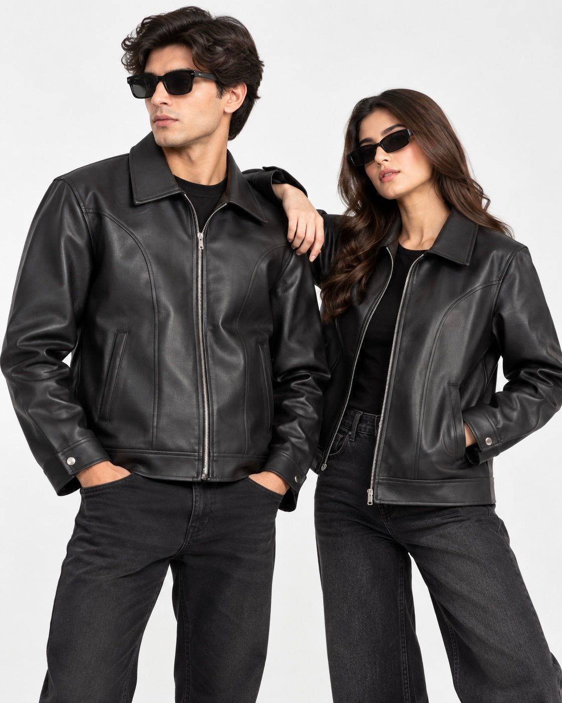 ZR Contour Black Leather Jacket – Unisex Zip-Up Leather Jacket