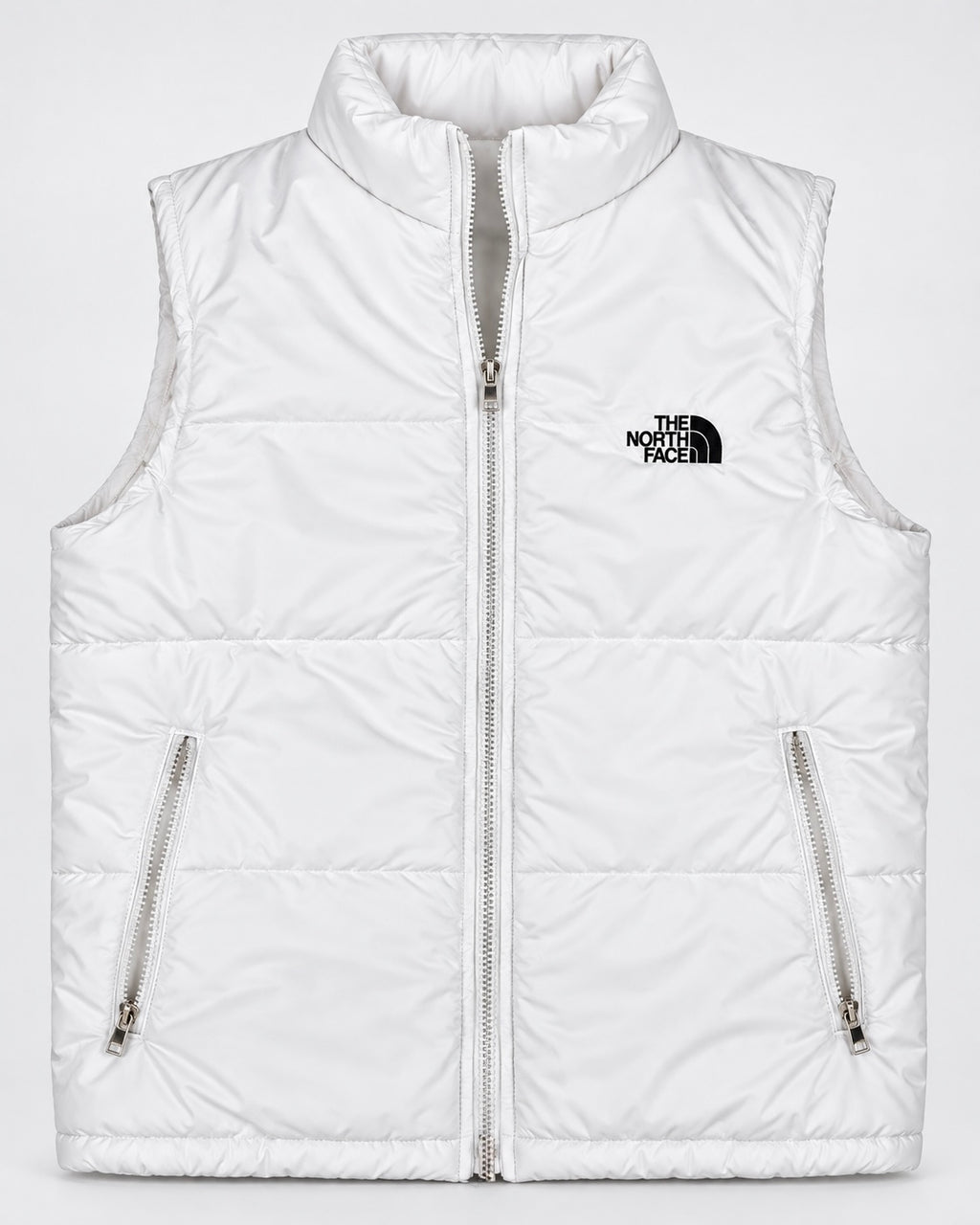 NF White Sleeveless Puffer Vest – Unisex Full-Zip Quilted Vest