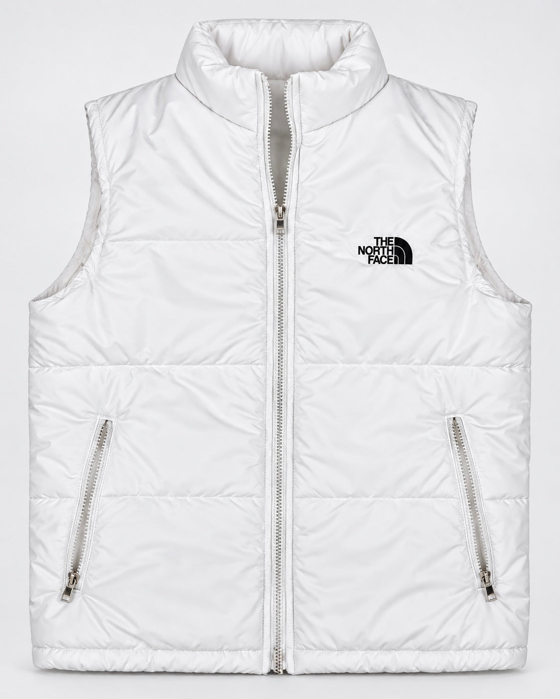 NF White Sleeveless Puffer Vest – Unisex Full-Zip Quilted Vest