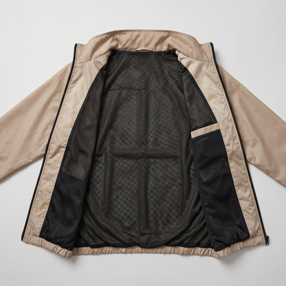 Adi Minimal Back-Stripe Beige Lightweight Windbreaker Jacket – Full-Zip Casual Sports Jacket