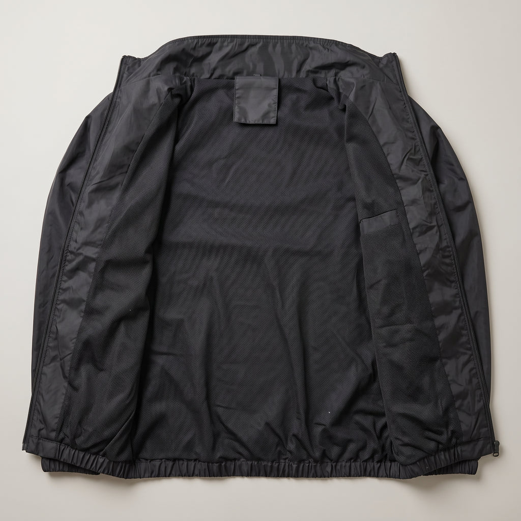 Adi Minimal Back-Stripe Black Lightweight Windbreaker Jacket – Full-Zip