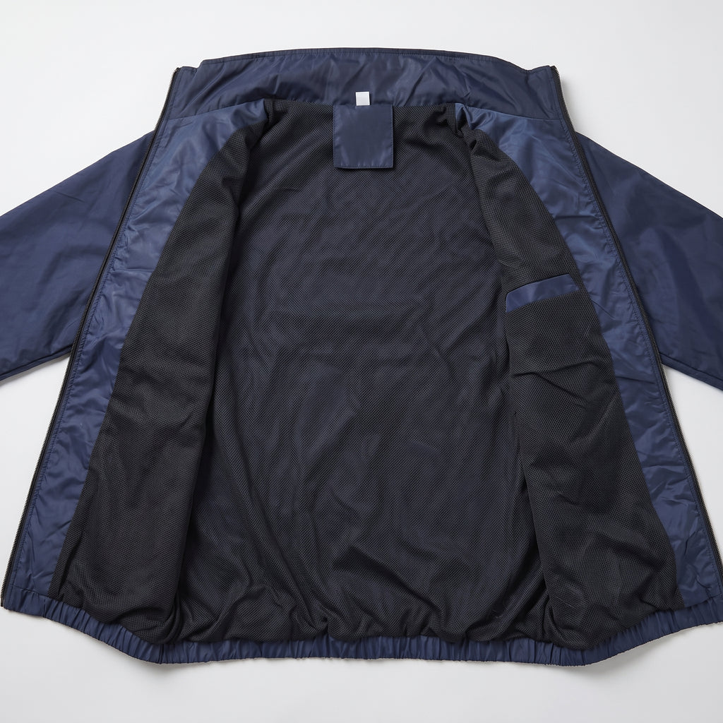 Adi Minimal Back-Stripe Navy Blue Windbreaker Jacket – Lightweight Full-Zip Sports Jacket