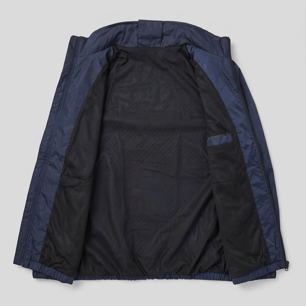 AL0 Navy Blue Windbreaker Jacket – Lightweight Full-Zip Sports Jacket
