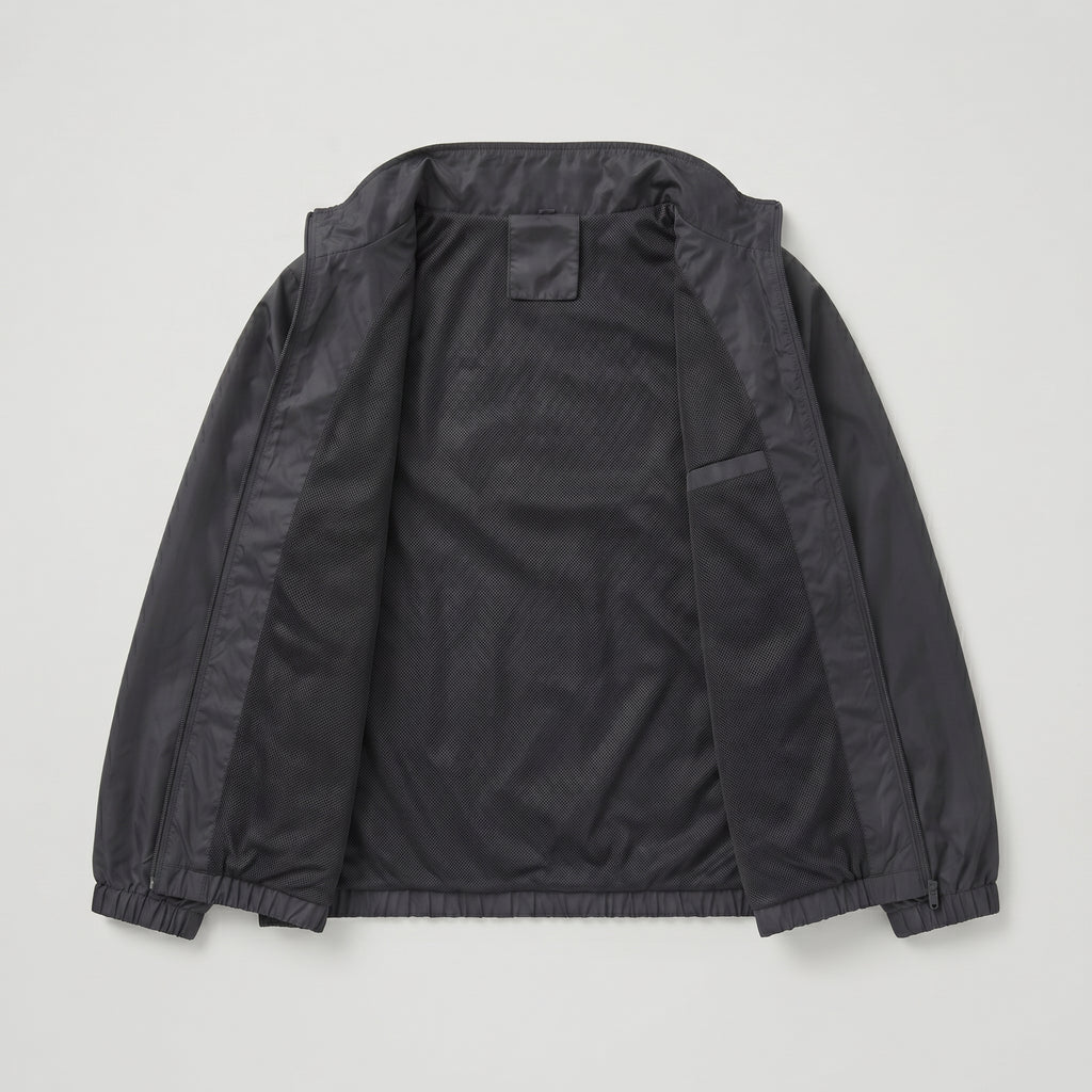 AL0 Black Windbreaker Jacket – Lightweight Full-Zip Sports Jacket