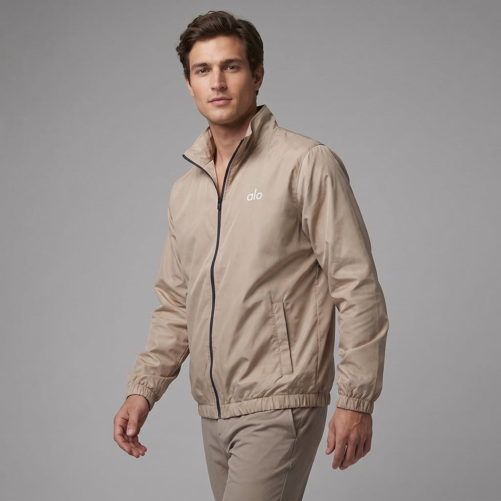 AL0 Beige Windbreaker Jacket – Lightweight Full-Zip Casual Jacket