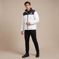 NF White & Black Puffer Jacket – Colorblock Quilted Winter Jacket