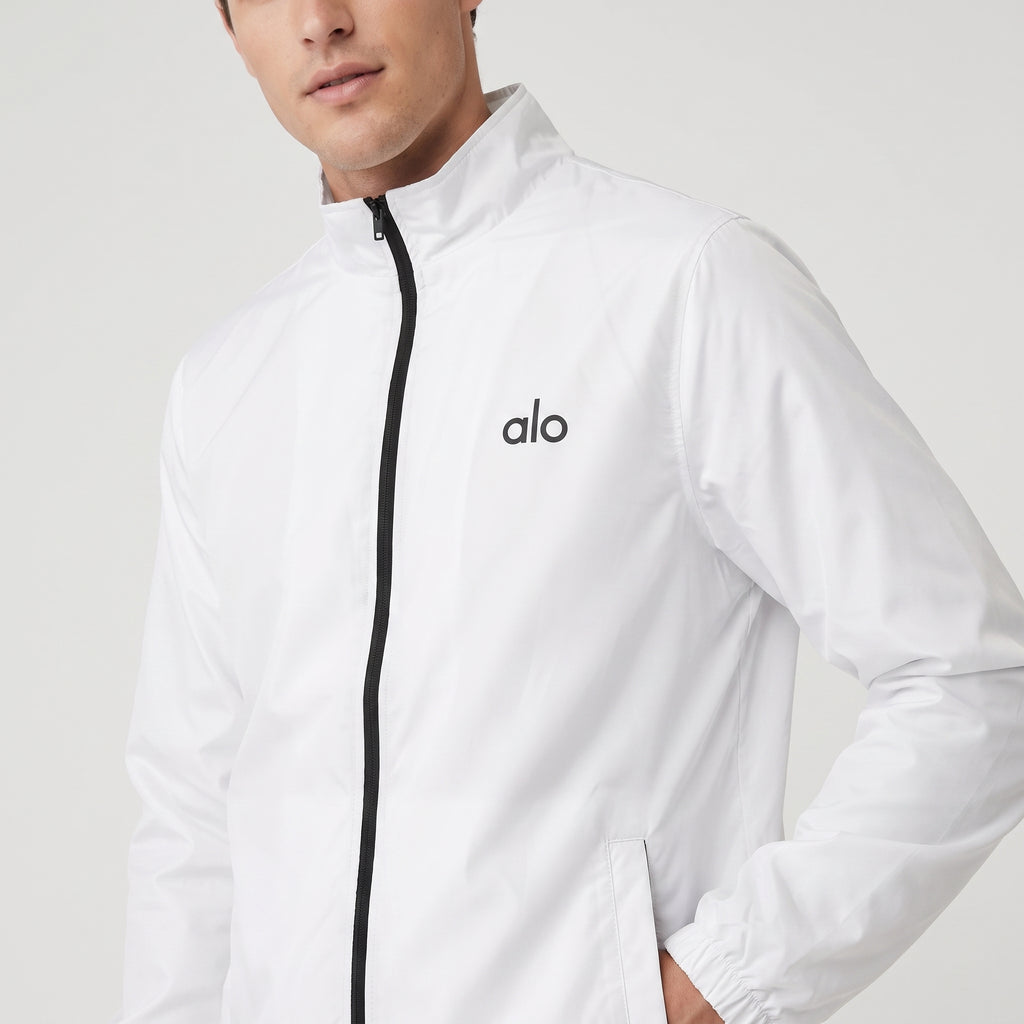 AL0 White Windbreaker Jacket – Lightweight Full-Zip Sports Jacket