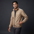 Adi Shoulder 3-Stripe Beige Windbreaker Jacket – Lightweight Full-Zip Sports Jacket