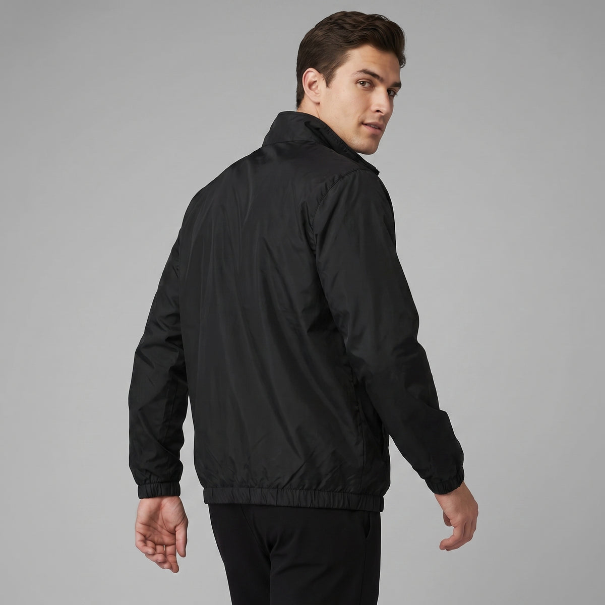 AL0 Black Windbreaker Jacket – Lightweight Full-Zip Sports Jacket