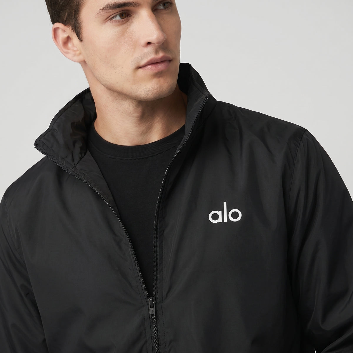 AL0 Black Windbreaker Jacket – Lightweight Full-Zip Sports Jacket