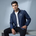 Adi Shoulder 3-Stripe Navy Blue Windbreaker Jacket – Lightweight Full-Zip Sports Jacket