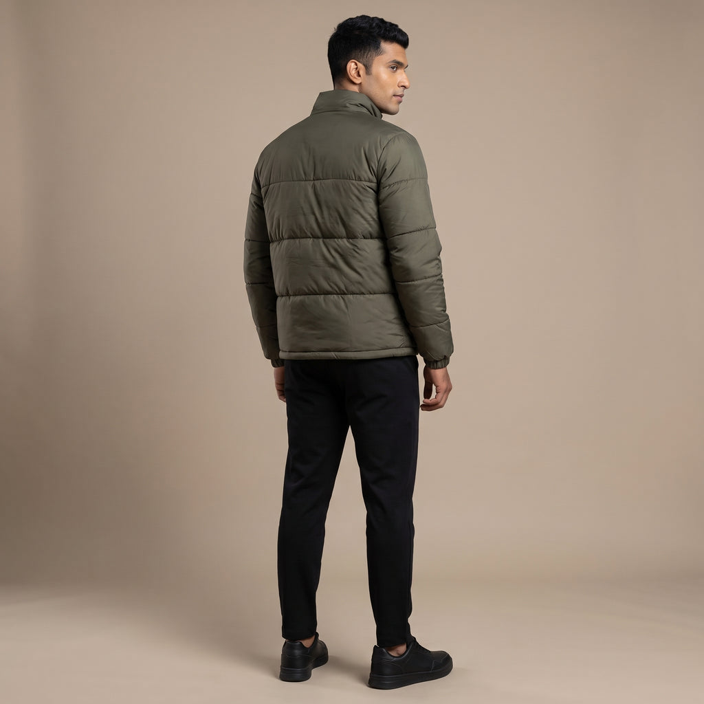 Adi Olive Green Puffer Jacket – Quilted Full-Zip Winter Jacket