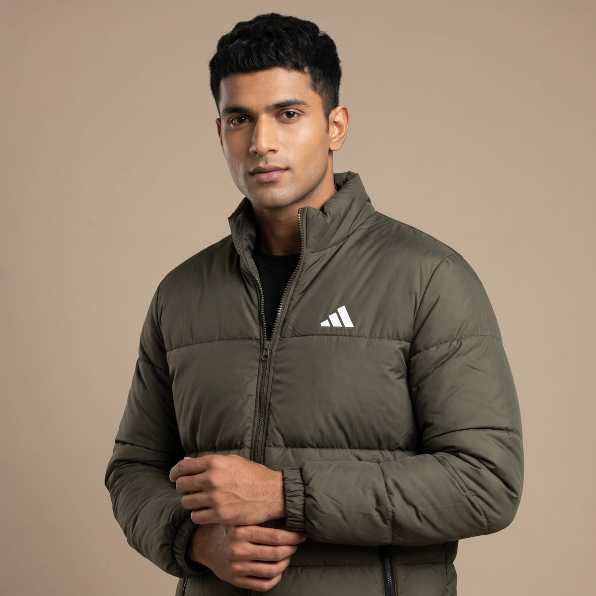 Adi Olive Green Puffer Jacket – Quilted Full-Zip Winter Jacket