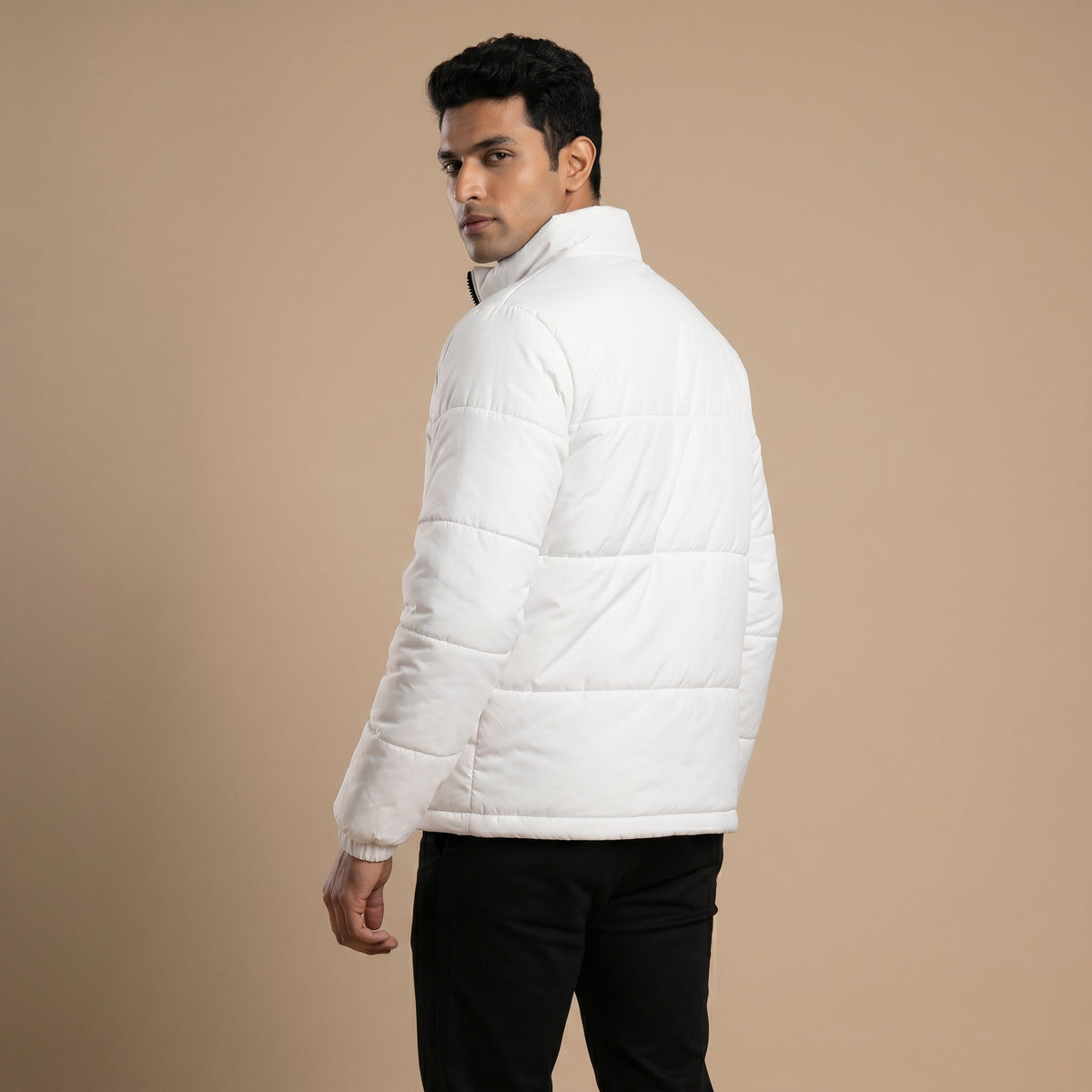 Adi White Puffer Jacket – Quilted Full-Zip Winter Jacket