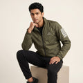 Adi Classic 3-Stripe Olive Green Windbreaker Jacket – Lightweight Full-Zip Sports Jacket