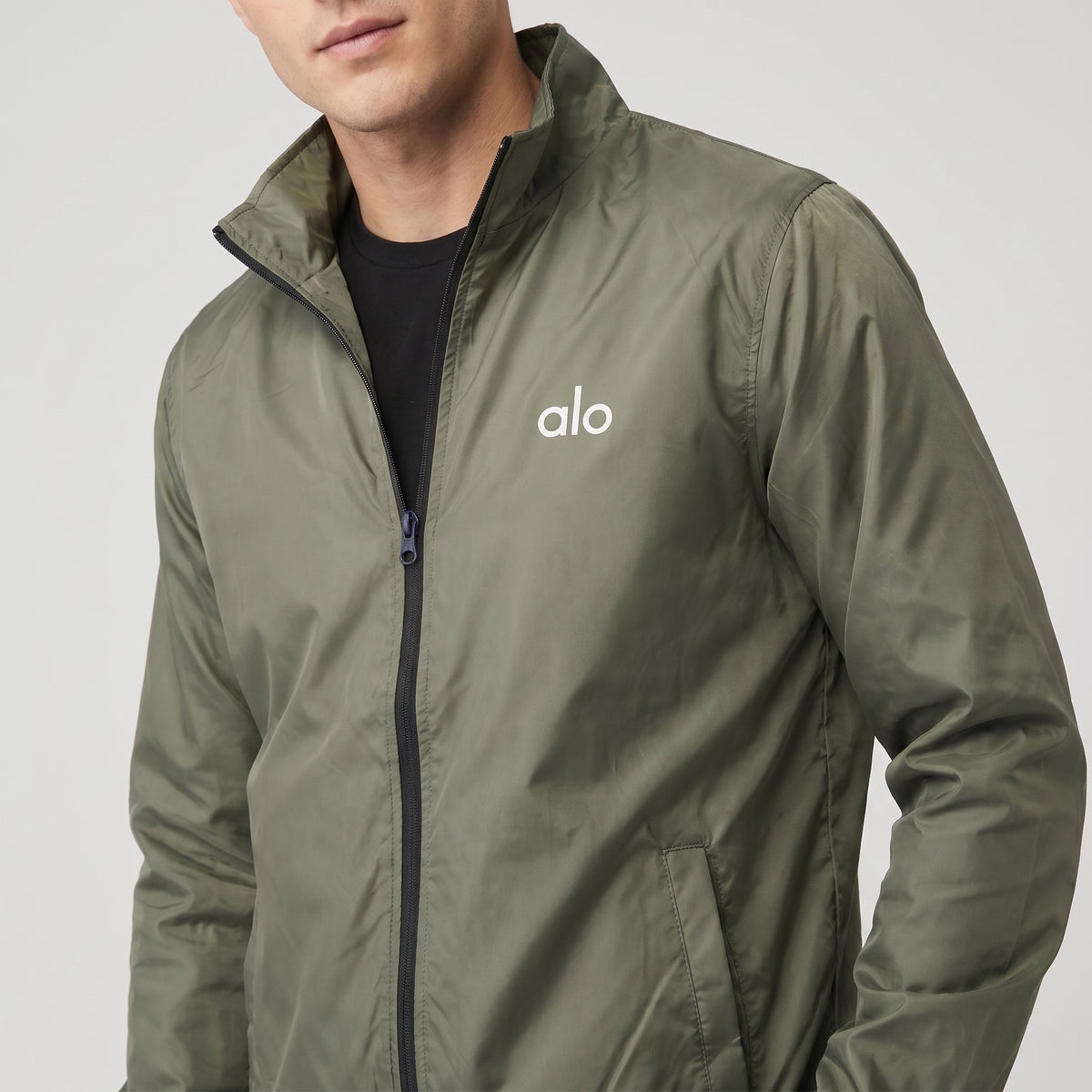 AL0 Olive Green Windbreaker Jacket – Lightweight Full-Zip Sports Jacket