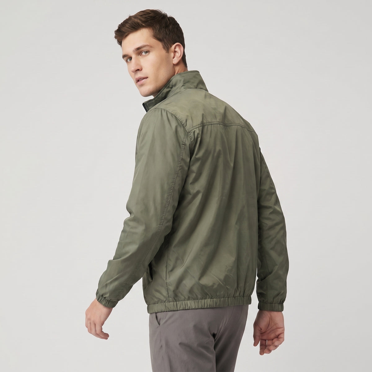 AL0 Olive Green Windbreaker Jacket – Lightweight Full-Zip Sports Jacket
