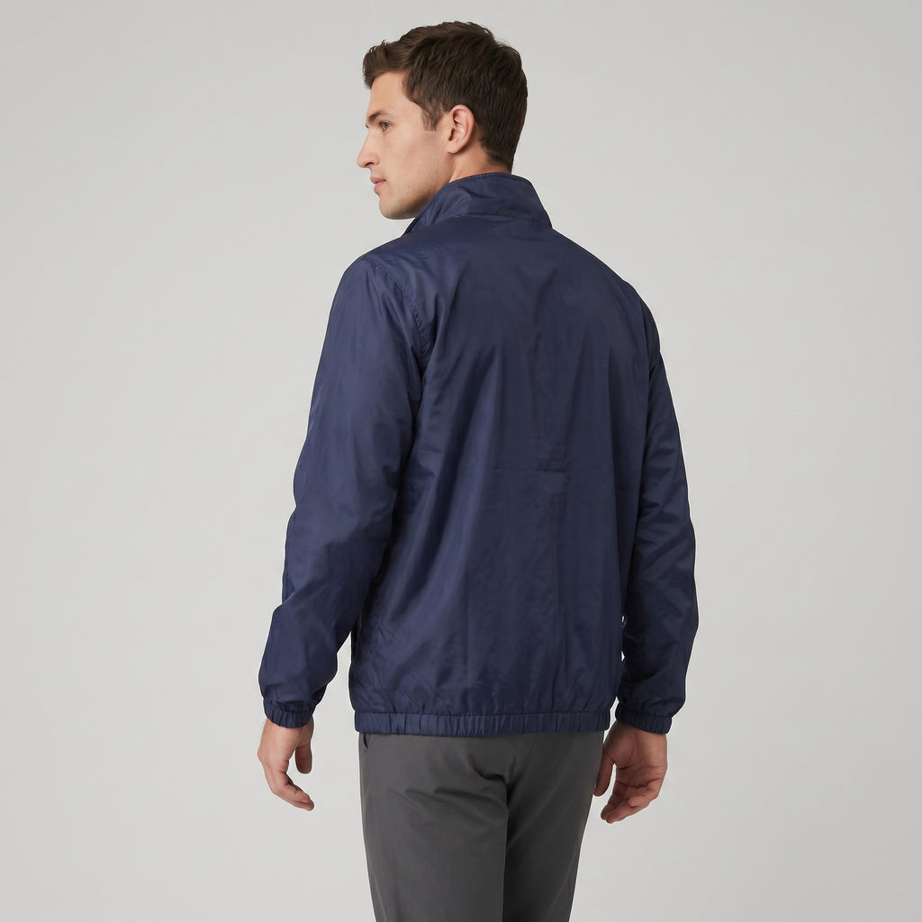 AL0 Navy Blue Windbreaker Jacket – Lightweight Full-Zip Sports Jacket