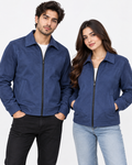 Navy Blue Suede Jacket – Unisex Zip-Up Collared Jacket