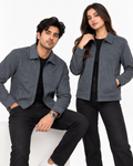 Charcoal Grey Suede Jacket – Unisex Zip-Up Collared Jacket
