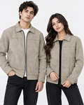Light skin Suede Jacket – Unisex Zip-Up Collared Jacket