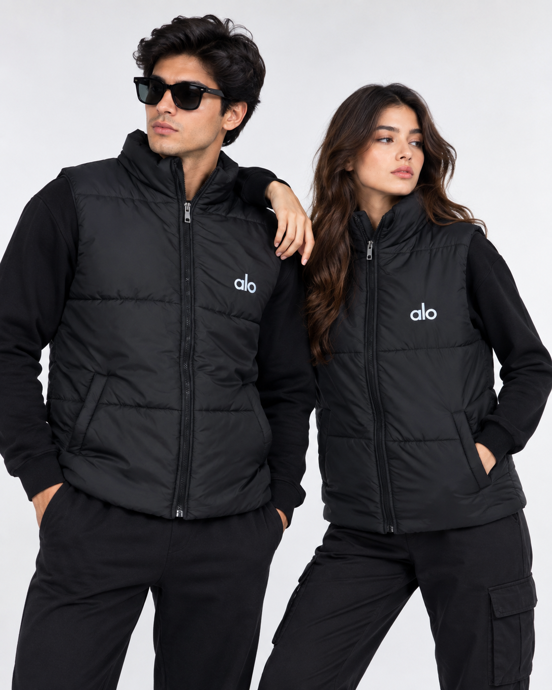 AL0 Black Sleeveless Puffer Jacket – Unisex Quilted Full-Zip Winter Vest
