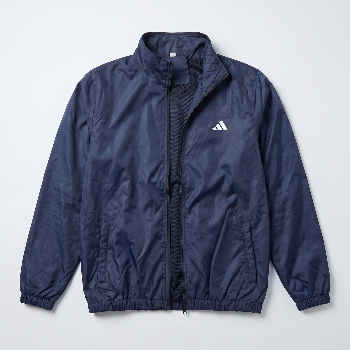Adi Minimal Back-Stripe Navy Blue Windbreaker Jacket – Lightweight Full-Zip Sports Jacket