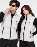 RL Silver Grey Sleeveless Puffer Vest – Unisex Full-Zip Quilted Vest