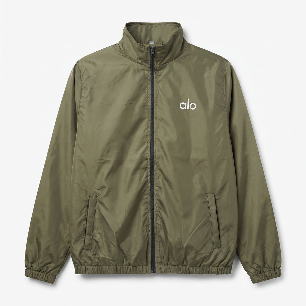 AL0 Olive Green Windbreaker Jacket – Lightweight Full-Zip Sports Jacket